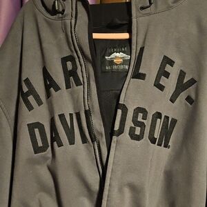 Harley-Davidson Gray Hooded Zip Jacket with Black Logo